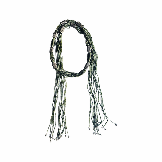 Ethnic Inspired Aventurine Beaded Scarf  Necklace - Re:Velvet