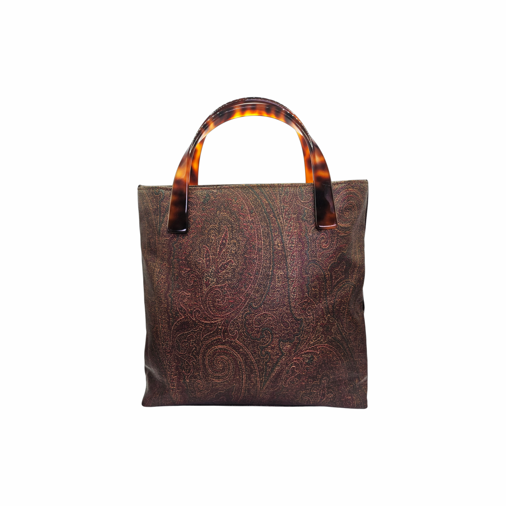 Vintage 90s Paisley Tote Bag with Tortoiseshell Handles –  Etro - Re:Velvet