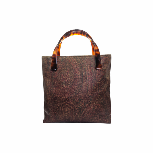 Vintage 90s Paisley Tote Bag with Tortoiseshell Handles –  Etro - Re:Velvet