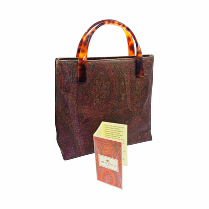 Vintage 90s Paisley Tote Bag with Tortoiseshell Handles –  Etro - Re:Velvet