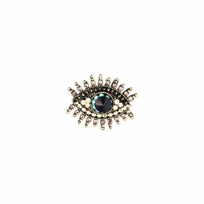 "Evil Eye" Motif Brooch with Blue Centre Stone and Pavé Detail - Re:Velvet