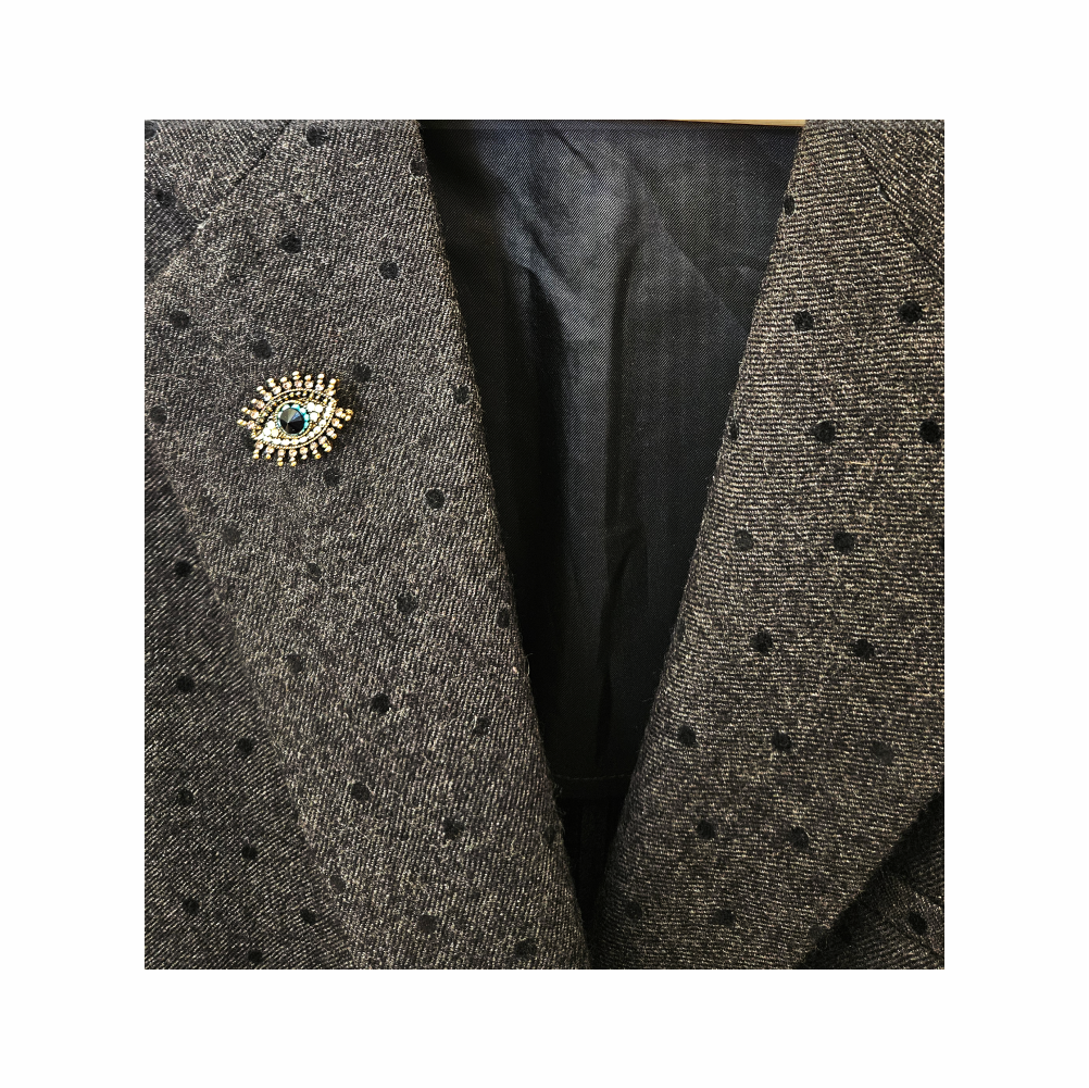 "Evil Eye" Motif Brooch with Blue Centre Stone and Pavé Detail - Re:Velvet