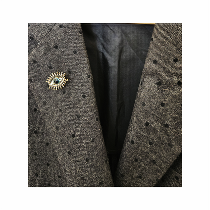 "Evil Eye" Motif Brooch with Blue Centre Stone and Pavé Detail - Re:Velvet