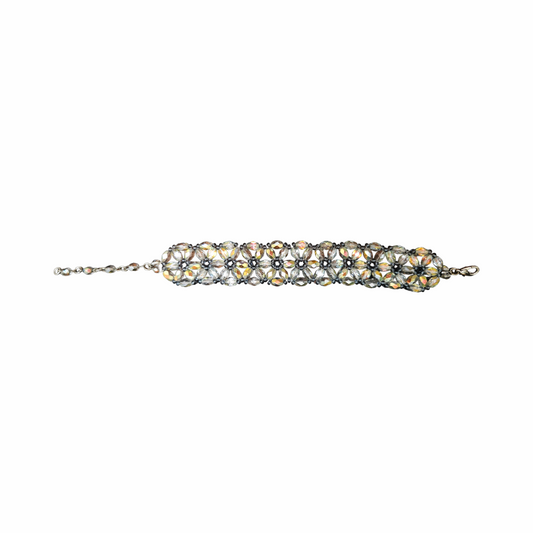 Vintage Aurora Borealis Faceted Glass Floral Bead Bracelet – Circa Late 1950s–1960s