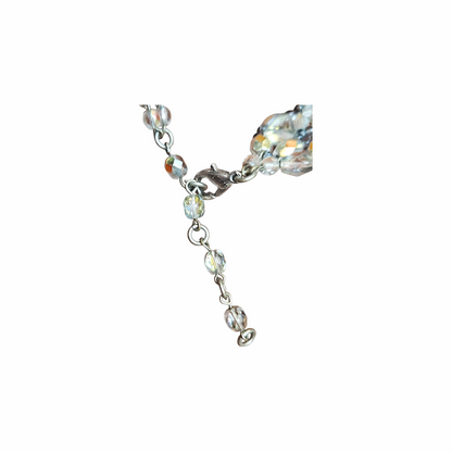1950s Aurora Borealis Faceted Glass Floral Bead Bracelet