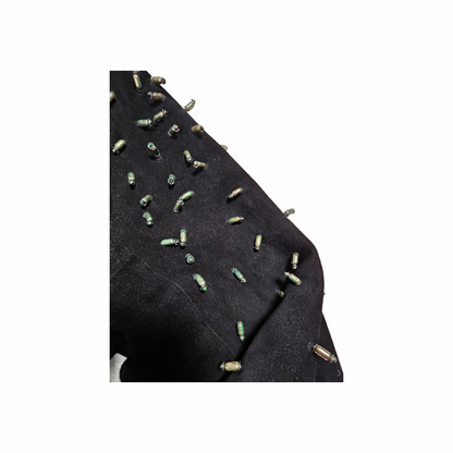 Suede Belted Jacket with Beaded Sleeves - Felder + Felder