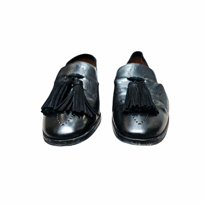 1990s Fratelli Rossetti Black Leather and Suede Tassel Loafers