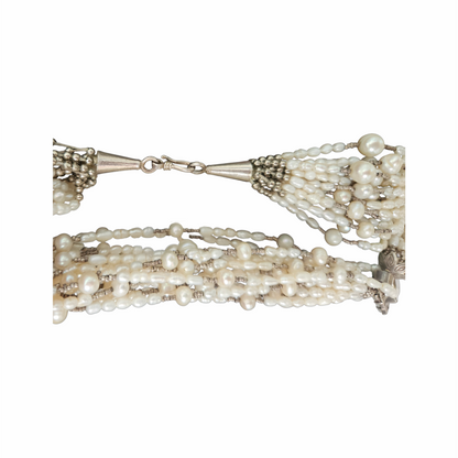 Freshwater Pearl Multi-Strand Necklace with Sterling Silver Pendant Watch