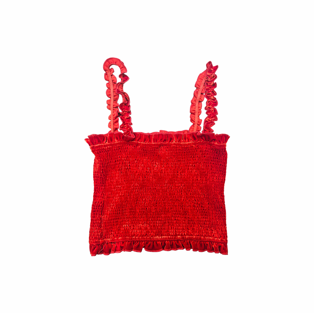 Shirred Ruffle-Strap Crop Camisole - Privacy Please