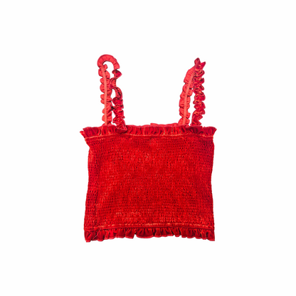 Shirred Ruffle-Strap Crop Camisole - Privacy Please