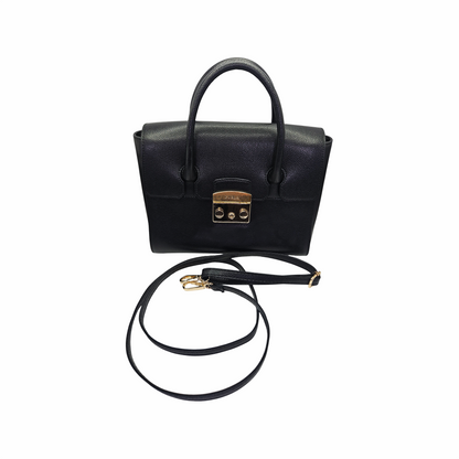 Small Furla black handbag with detachable shoulder strap