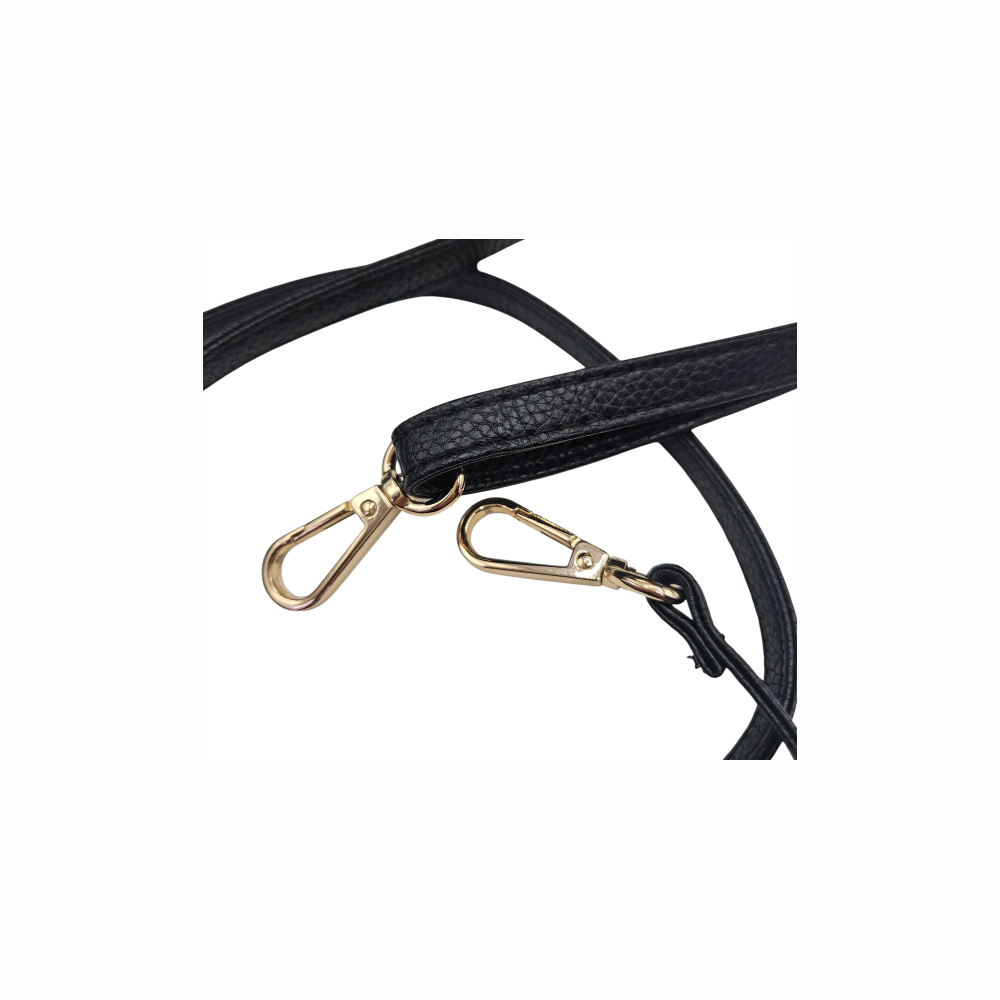 Furla detachable black leather shoulder strap with gold-tone clips