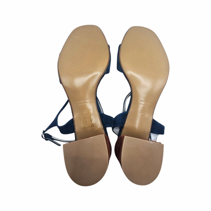 Bicolour Suede Block Heel Sandals - Giorgia Monica