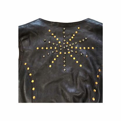Vintage Y2K Studded Leather Waistcoat with Coin Buttons - Goose Craft