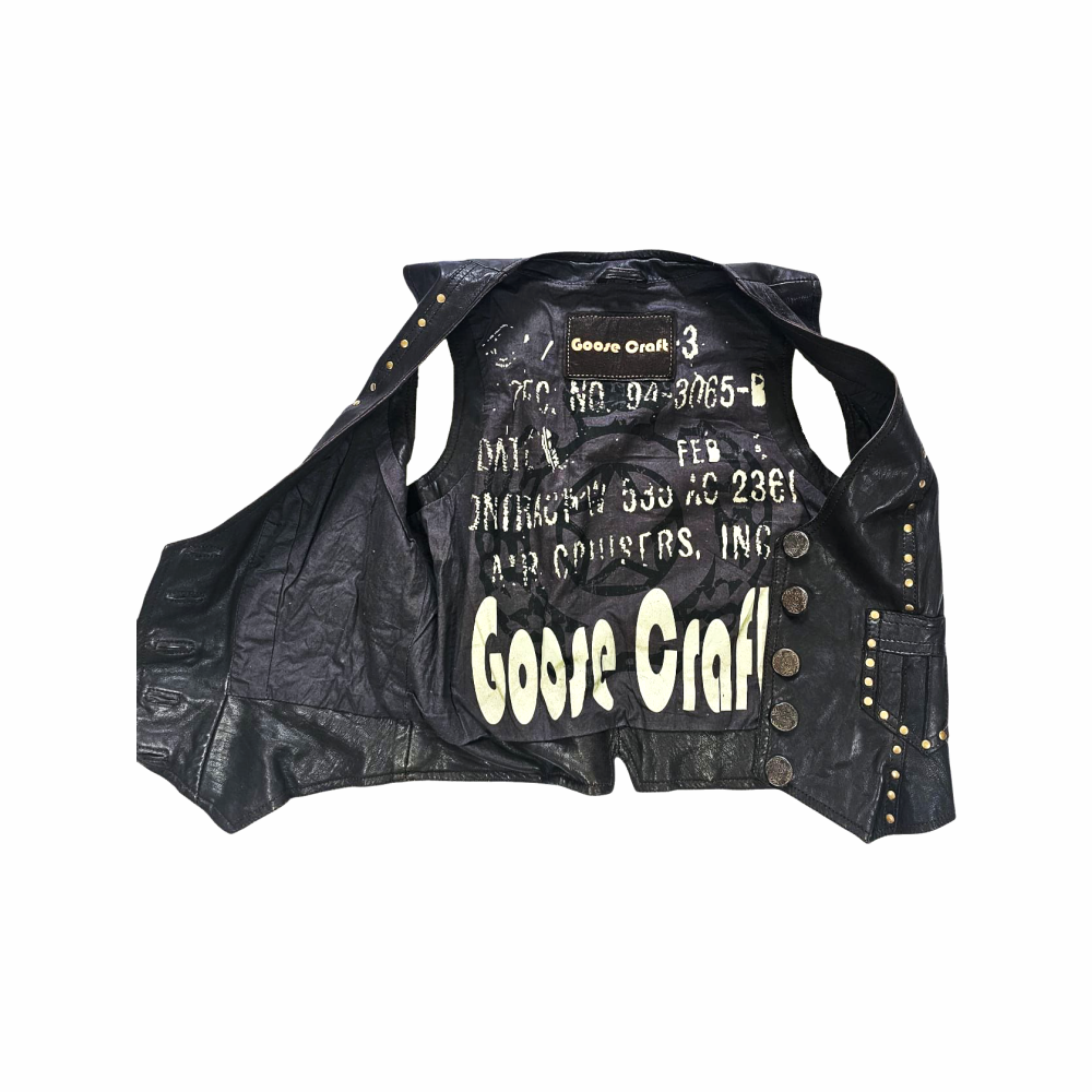 Vintage Y2K Studded Leather Waistcoat with Coin Buttons - Goose Craft