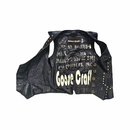 Vintage Y2K Studded Leather Waistcoat with Coin Buttons - Goose Craft