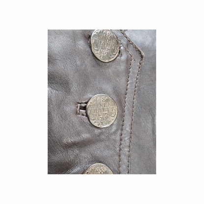 Vintage Y2K Studded Leather Waistcoat with Coin Buttons - Goose Craft