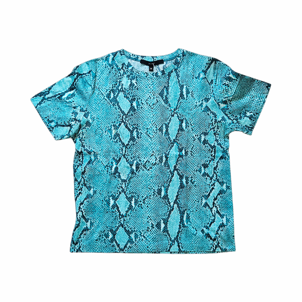 S/S 2000 Turquoise Snakeskin Print T-Shirt - Gucci by Tom Ford