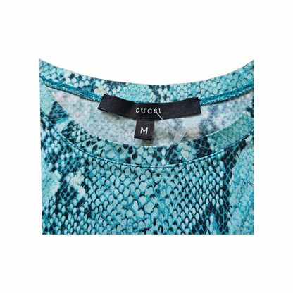 S/S 2000 Turquoise Snakeskin Print T-Shirt - Gucci by Tom Ford