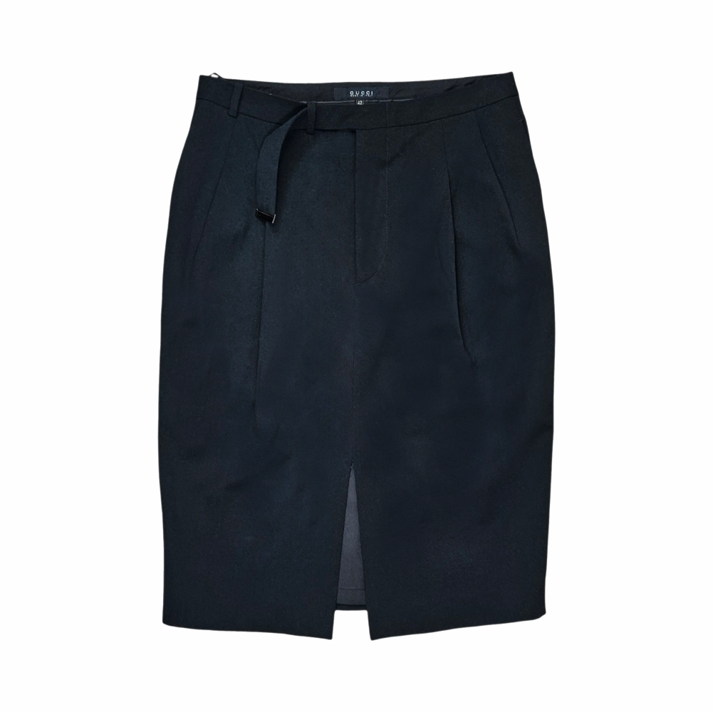 Y2K Wool Pencil Skirt with Front Slit - Gucci