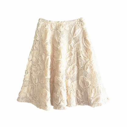 Petaluma Rosette Floral Cream Midi Boho Skirt - HD in Paris