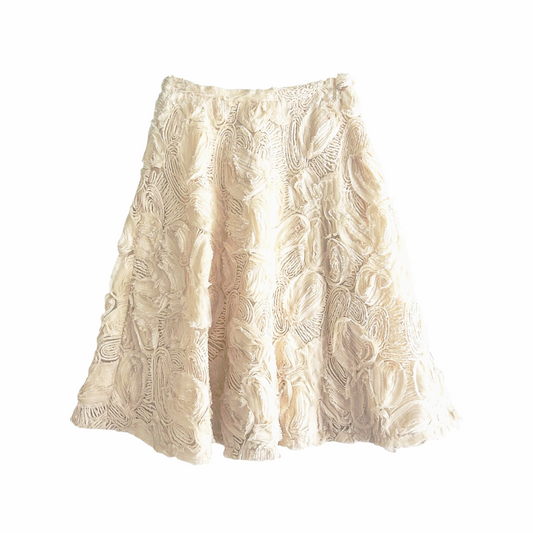 Petaluma Rosette Floral Cream Midi Boho Skirt - HD in Paris