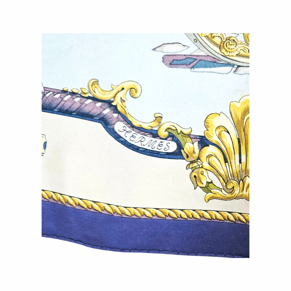 90cm Silk Carré Scarf “Les Roues de Canon” by  Philippe Ledoux- Hermès