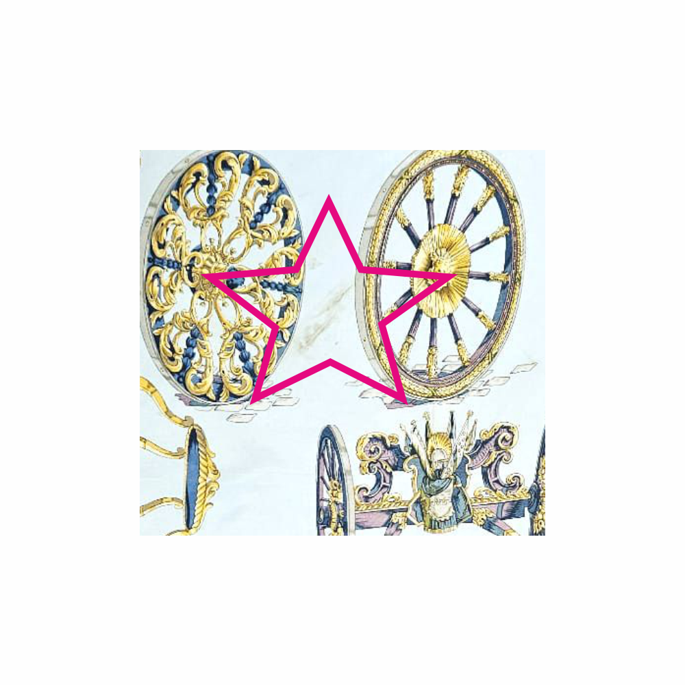 90cm Silk Carré Scarf “Les Roues de Canon” by  Philippe Ledoux- Hermès