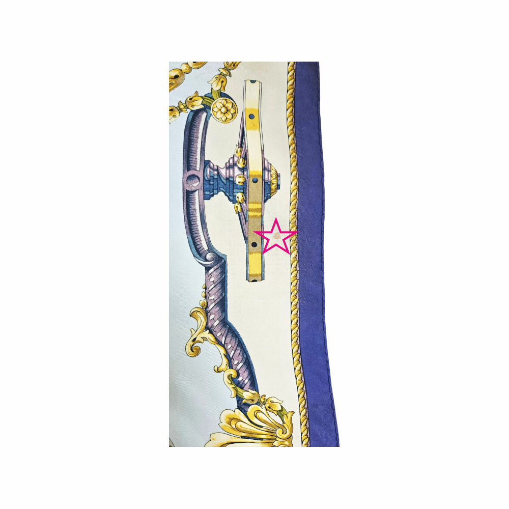 90cm Silk Carré Scarf “Les Roues de Canon” by  Philippe Ledoux- Hermès