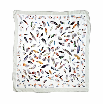 90cm Carré - “Plumes” silk scarf - Illustration by Henri de Linarès - Hermès