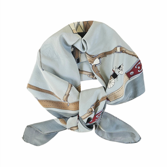 Vintage 90cm Silk Carré Scarf with Harness & Carriage Motif - Re:Velvet