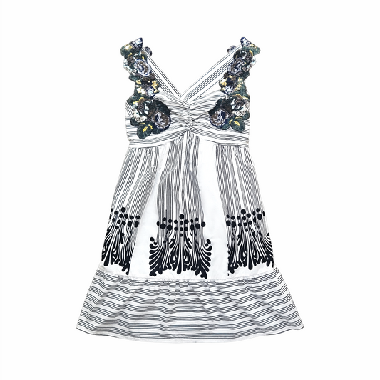 Striped Cotton Embroidered Sleeveless Summer Dress - Hoss Intropia