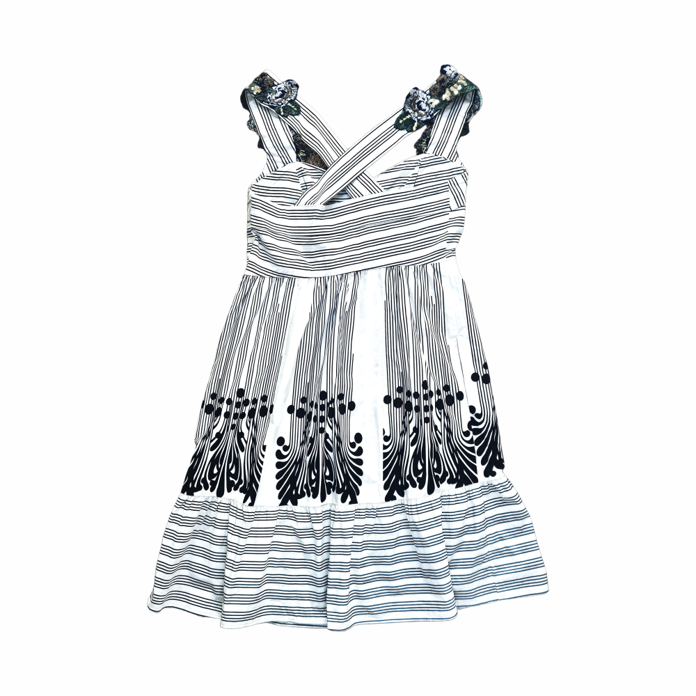 Striped Cotton Embroidered Sleeveless Summer Dress - Hoss Intropia