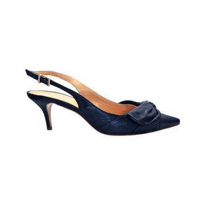 Leather Slingback Kitten Heels - Intrend