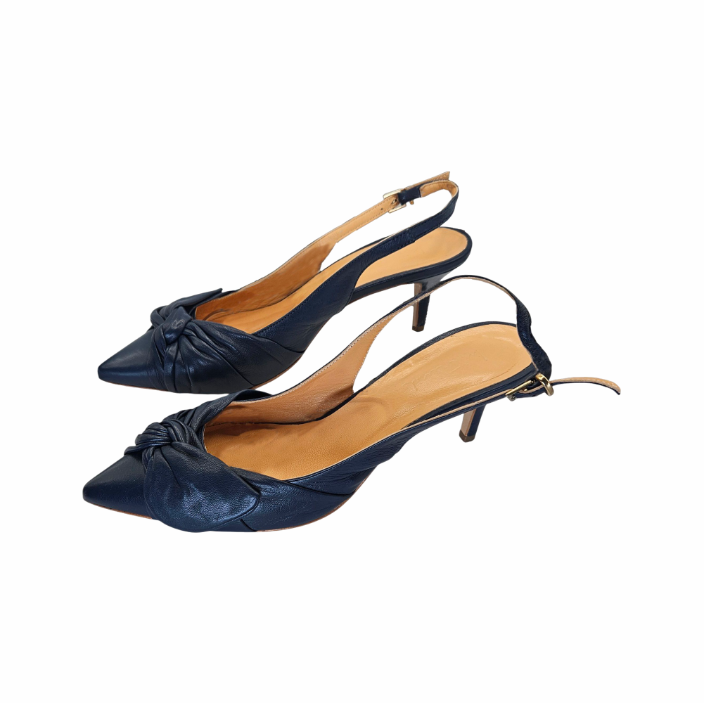 Leather Slingback Kitten Heels - Intrend