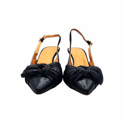 Leather Slingback Kitten Heels - Intrend