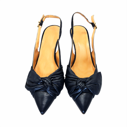 Leather Slingback Kitten Heels - Intrend