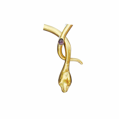 Gold-Tone Snake Collar Necklace with Purple Cabochon - Innerplane