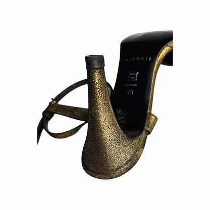 Antique Gold Leather Caged Heels - Hoss Intropia - Re:Velvet