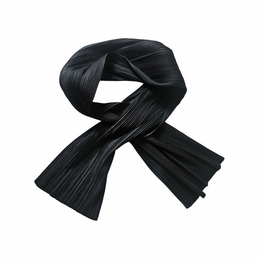 Vintage Issey Miyake black engineered pleated scarf with sculptural drape