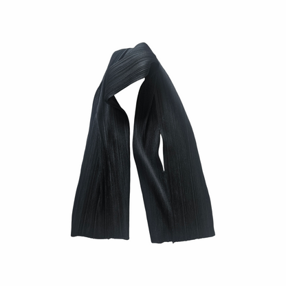 Vintage Issey Miyake black engineered pleated scarf with sculptural drape