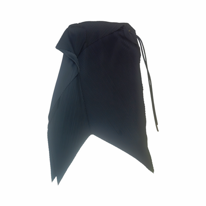 Issey Miyake Fete Y2K black pleated skirt asymmetric skirt Japanese designer archive Issey Miyake handkerchief hem drawstring pleats avant garde skirt