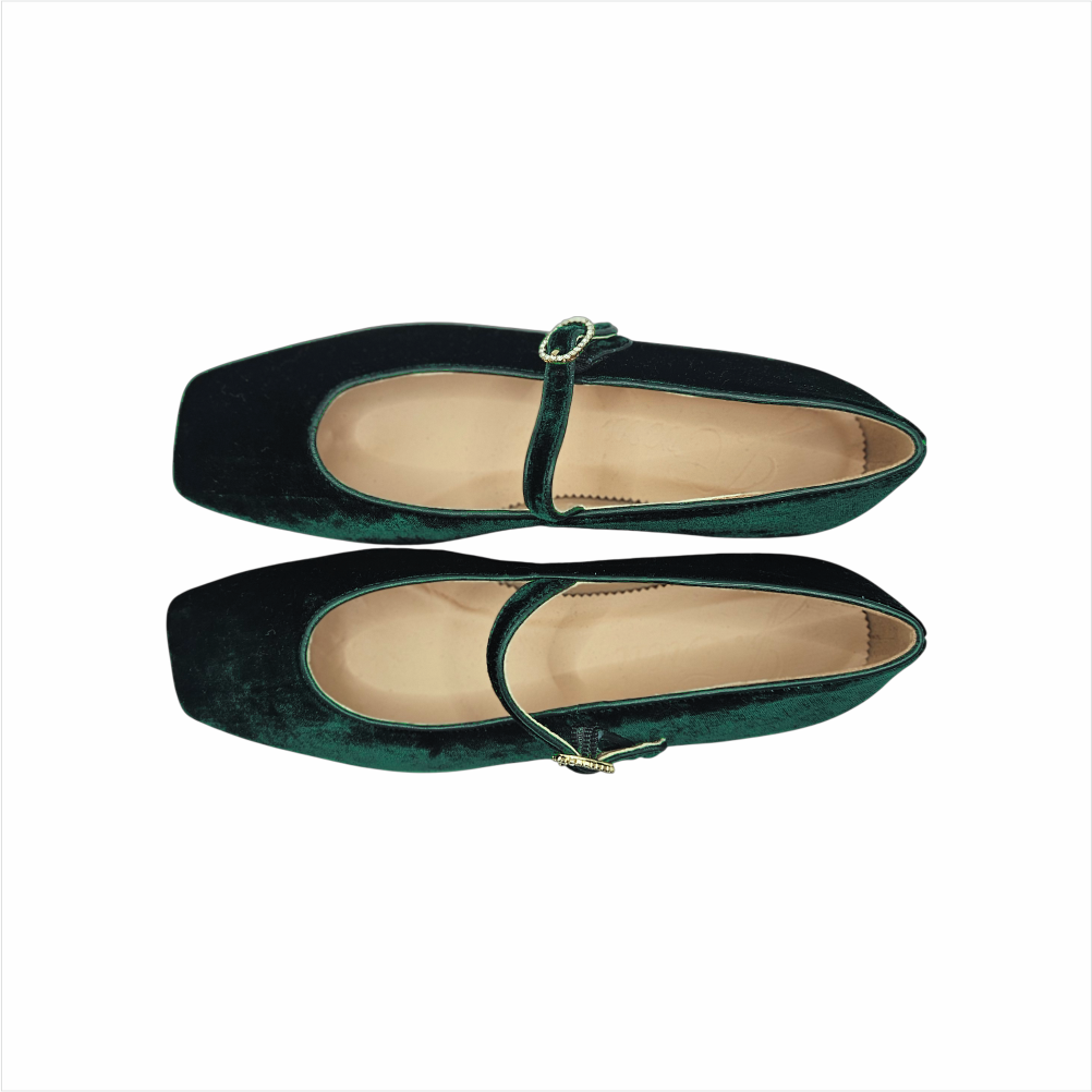 Velvet Mary - Jane Flats with Crystal Buckle - J.Crew