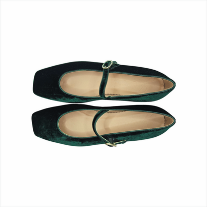 Velvet Mary - Jane Flats with Crystal Buckle - J.Crew