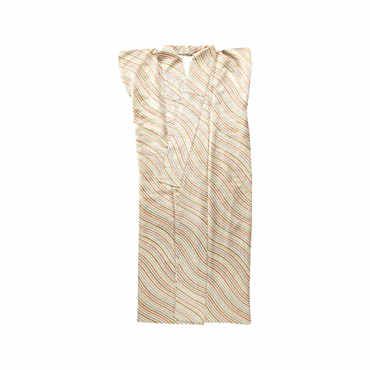 Chirimen SIlk Men´s Kimono With a Jacquard-like woven striped pattern
