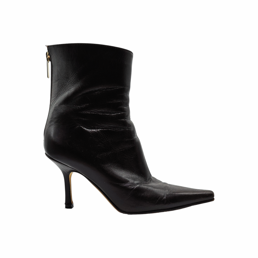 Jimmy Choo Dark Brown Leather Pointed-Toe Ankle Boots Size 36