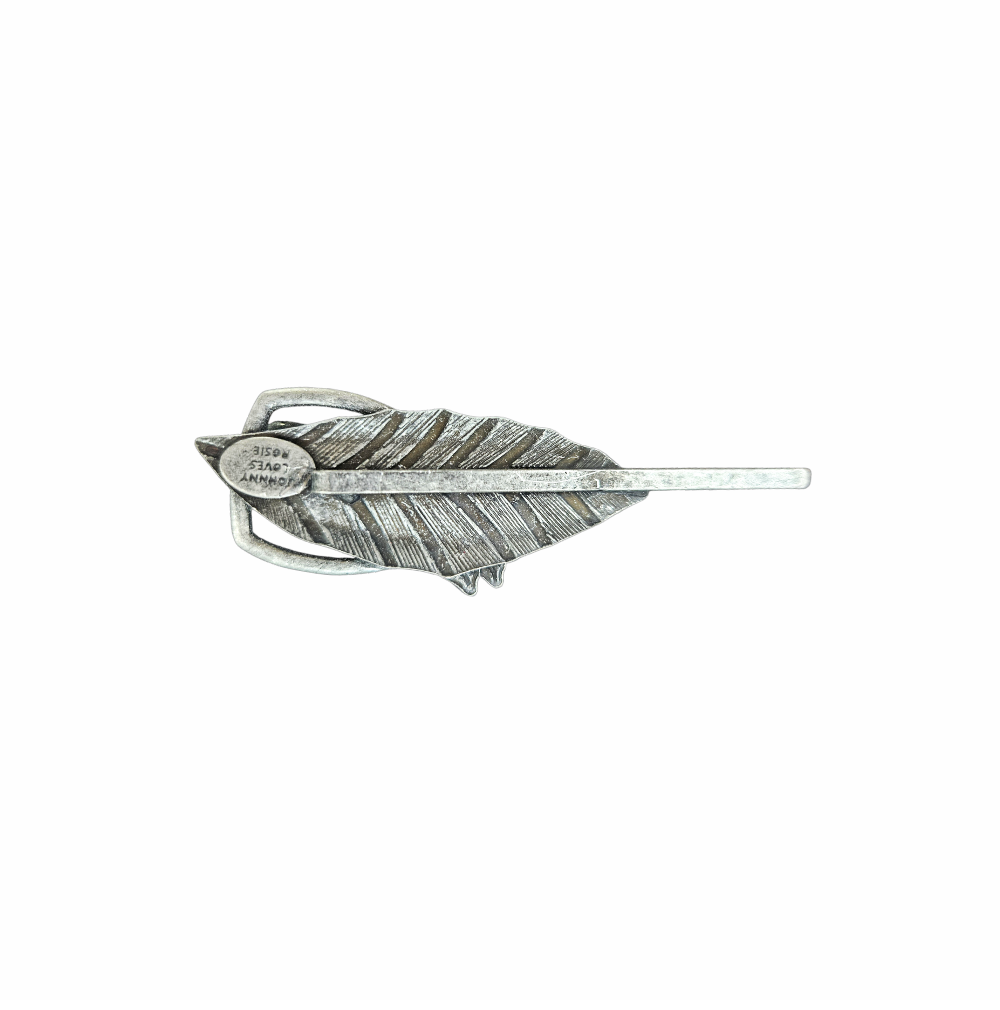 Johnny Loves Rosie silver-tone crystal leaf hair slide with antiqued botanical detailing and a long bar fastening for updos and occasion styling.