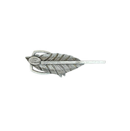 Johnny Loves Rosie silver-tone crystal leaf hair slide with antiqued botanical detailing and a long bar fastening for updos and occasion styling.