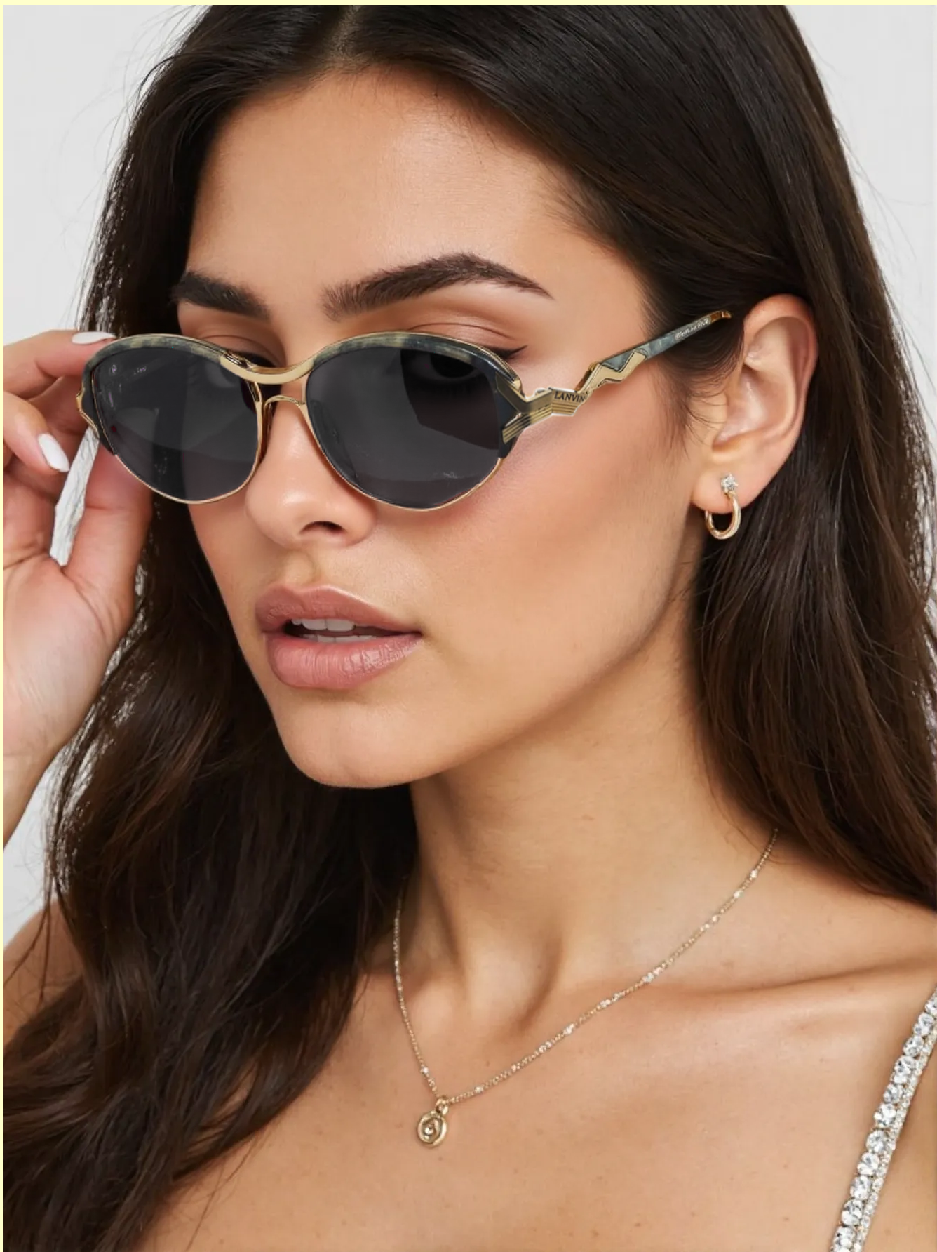 90s Zigzag Temple Oval Sunglasses - Lanvin