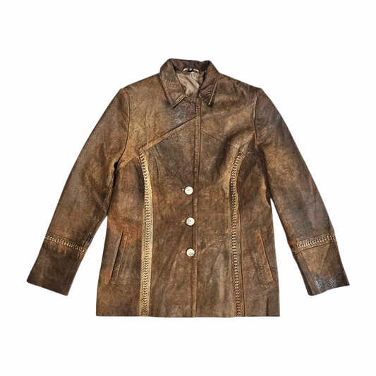 Late 80s - 90s Vintage Distressed Leather Jacket